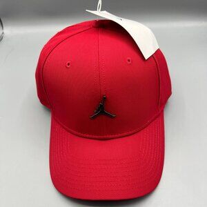Air Jordan Hat Men Red‎ Metal Logo Jumpman Strap Back Cap New